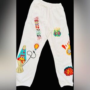 RARE Teddy Fresh x Dan Isaac Bortz Graphic Sweatpants White XS Embroidered